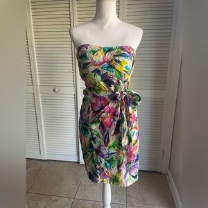 VINTAGE Y2K SILK FOREST FAIRY DRESS NANETTE LEPORE sz 4 Strapless Wrap